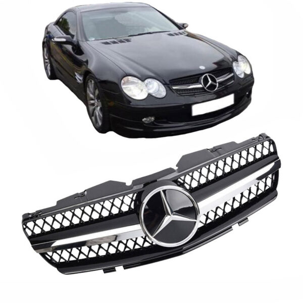 All in Point Μάσκα Για Mercedes-Benz SL-Class R230 01-06 Amg Look Με Μονή Γρίλια Μαύρο/Χρώμιο 1 Τεμάχιο 0011613