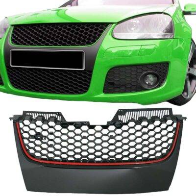 All in Point Μάσκα Για Vw Golf V (5) 03-08 / Jetta 05-11 GTI Look Χωρίς Σήμα Κυψελωτή Με Κόκκινο Σιρίτι 1 Τεμάχιο 0011725