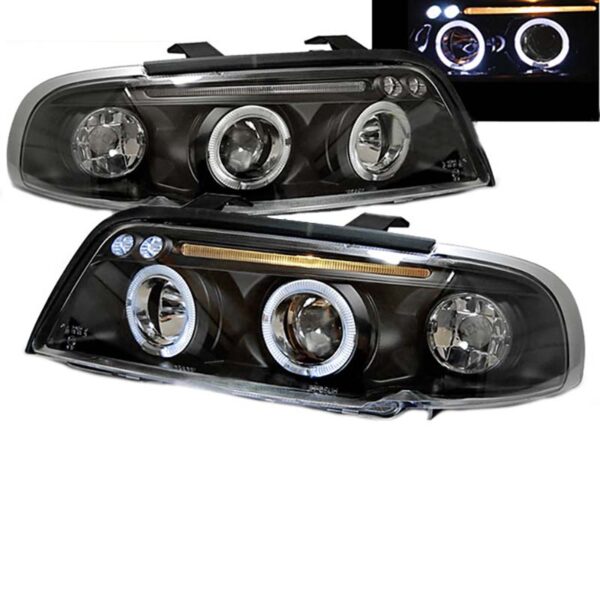 Μπροστινά Φανάρια Set Για Audi A4 B5 94-98 Angel Eyes & Led Μαύρα H1/H1 Junyan - Image 2