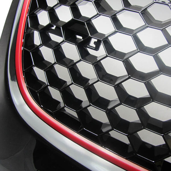 Μάσκα Για Vw Golf V (5) 03-08 / Jetta 05-11 GTI Look Κυψελωτή Με Κόκκινο Σιρίτι 1 Τεμάχιο - Image 3