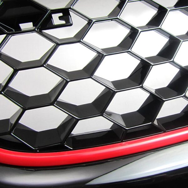 Μάσκα Για Vw Golf V (5) 03-08 / Jetta 05-11 GTI Look Κυψελωτή Με Κόκκινο Σιρίτι 1 Τεμάχιο - Image 4