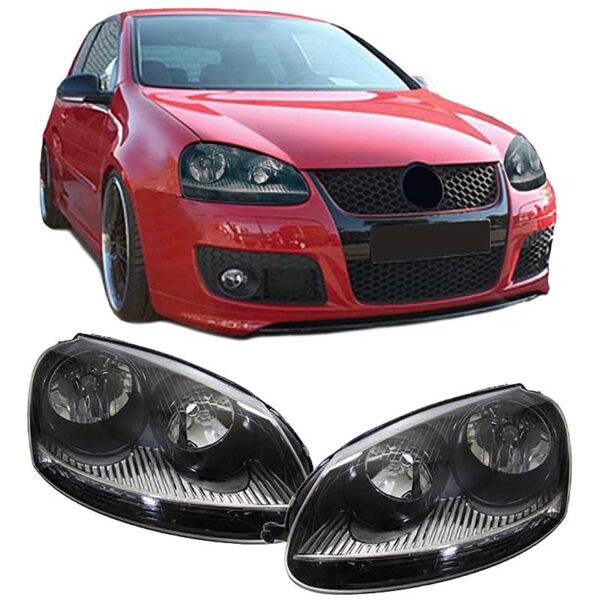 All in Point Μπροστινά Φανάρια Set Για Vw Golf V (5) 03-08 Μαύρα GTI H7/H7 Depo 0013076