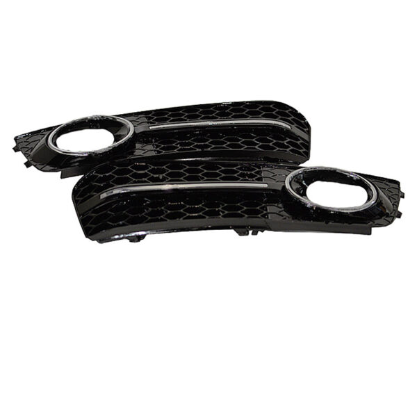 Δίχτυ Προφυλακτήρα Εμπρός Πλαινό Για Audi A4 B8 08-11 RS Look Γυαλιστερό Μαύρο / Χρώμιο Αριστερό & Δεξί 2 Τεμάχια - Image 4