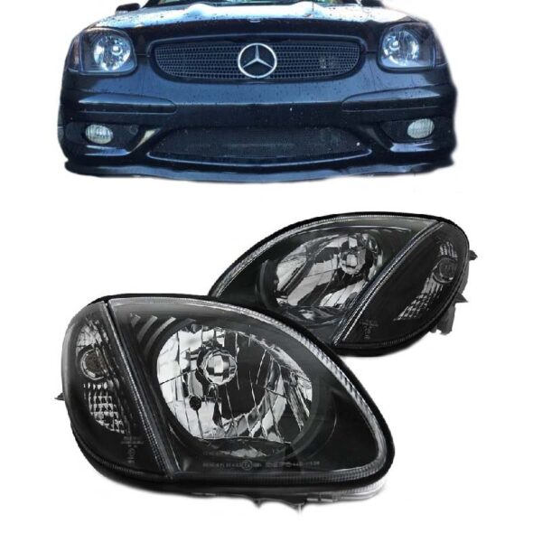 All in Point Μπροστινά Φανάρια Set Για Mercedes-Benz SLK R170 96-04 Μαύρα H4 Ρύθμιση Αέρος Depo 0014603