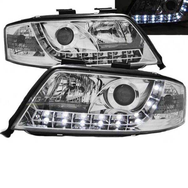 All in Point Μπροστινά Φανάρια Set Για Audi A6 4B 97-01 DRL Χρωμίου H1/H1 Sonar 0014729