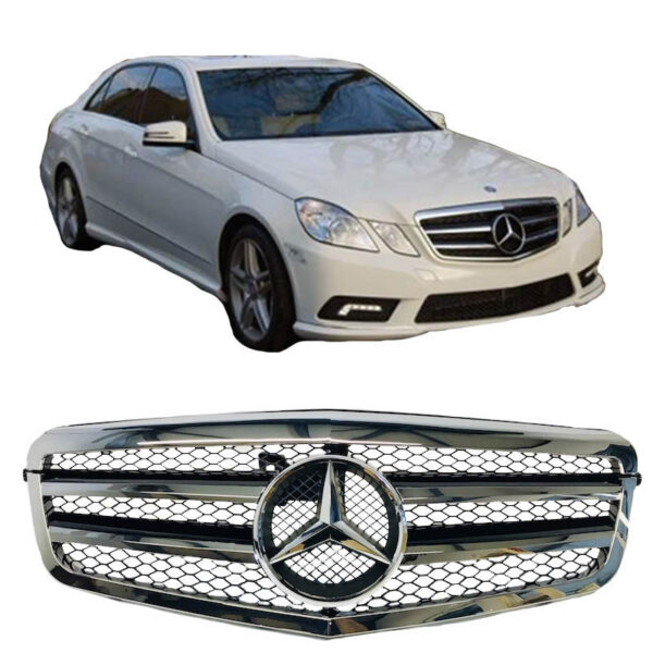 All in Point Μάσκα Για Mercedes-Benz E-Class W212 09-13 Amg Look με 2 Γρίλιες Χρώμιο/Μαύρο 1 Τεμάχιο 0014735