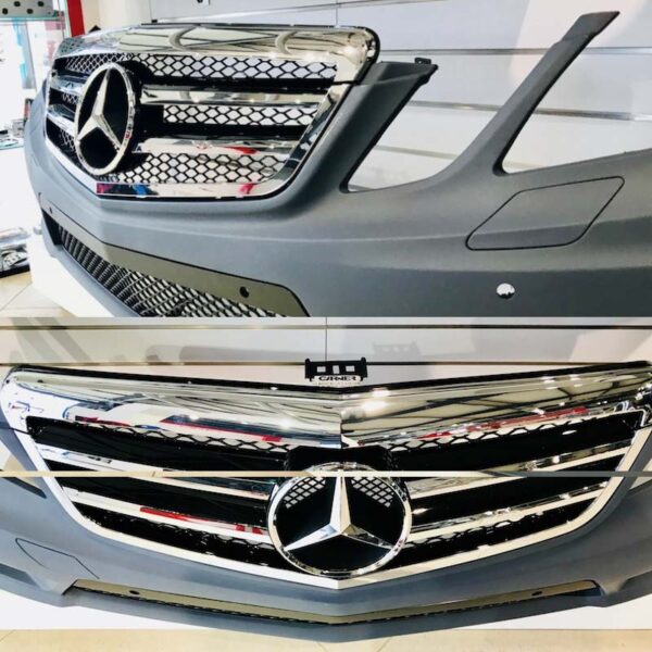 Μάσκα Για Mercedes-Benz E-Class W212 09-13 Amg Look με 2 Γρίλιες Χρώμιο/Μαύρο 1 Τεμάχιο - Image 2