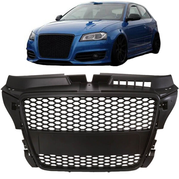 All in Point Μάσκα Για Audi A3 8P 08-12 RS3 Look Κυψελωτή Μαύρο Ματ 1 Τεμάχιο 0015213