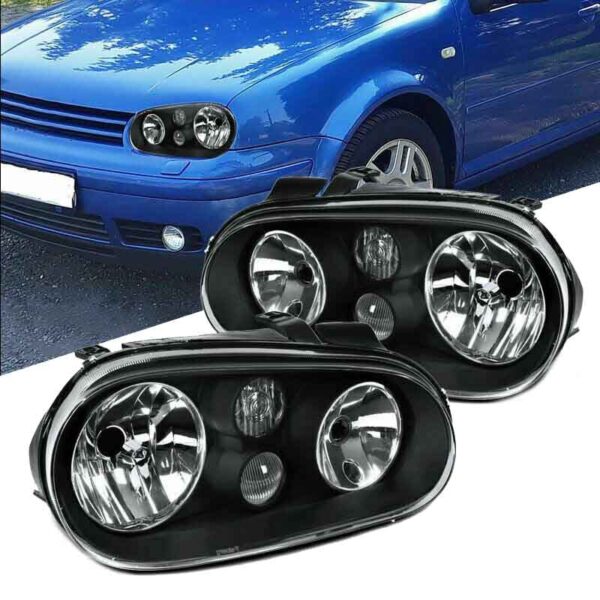 All in Point Μπροστινά Φανάρια Set Για Vw Golf IV (4) 97-03 GTI Look Μαύρα H7/H1/H3 Depo 0015312