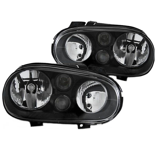 Μπροστινά Φανάρια Set Για Vw Golf IV (4) 97-03 GTI Look Μαύρα H7/H1/H3 Depo - Image 2