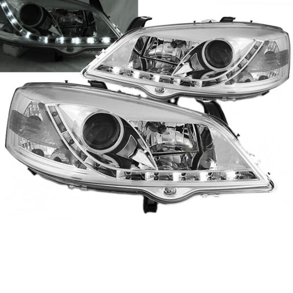 All in Point Μπροστινά Φανάρια Set Για Opel Astra G 97-04 DRL Χρωμίου H1/H1 Sonar 0015397