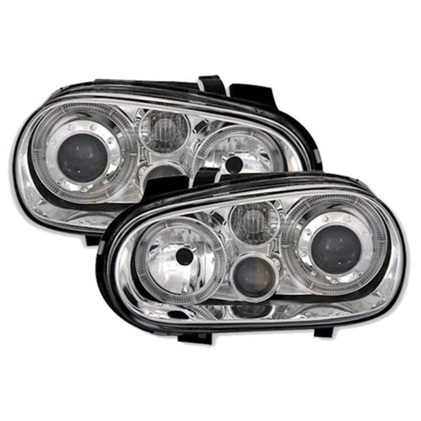 Μπροστινά Φανάρια Set Για Vw Golf IV (4) 97-03 Angel Eyes Χρωμίου H7/H7/H3 Depo - Image 2