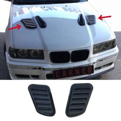 All in Point Αεραγωγοί Καπό Αυτοκόλλητοι Universal Τύπου Bmw GTR Μεγάλοι 18 x 15 x 33 x 1.5cm Μαύροι 2 Τεμάχια 0015884