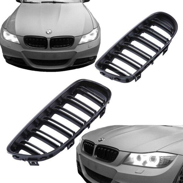 All in Point Καρδιές Μάσκας Για Bmw 3 E90 /E91 08-11 M4 Look Με Διπλή Γρίλια Μαύρο Ματ 2 Τεμάχια 0016167