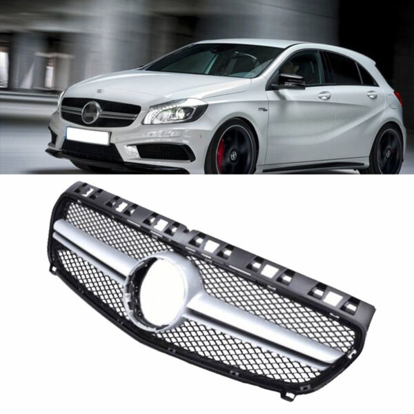 All in Point Μάσκα Για Mercedes-Benz A-Class W176 12-15 Amg Look Με Μονή Γρίλια Ασημί/Μαύρο 1 Τεμάχιο 0017176