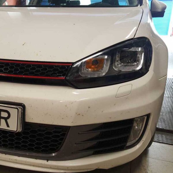Μπροστινά Φανάρια Set Για Vw Golf VΙ (6) 08-12 TRU DRL U-Type GTI Μαύρα H7/H1 Με Μοτέρ Sonar - Image 6