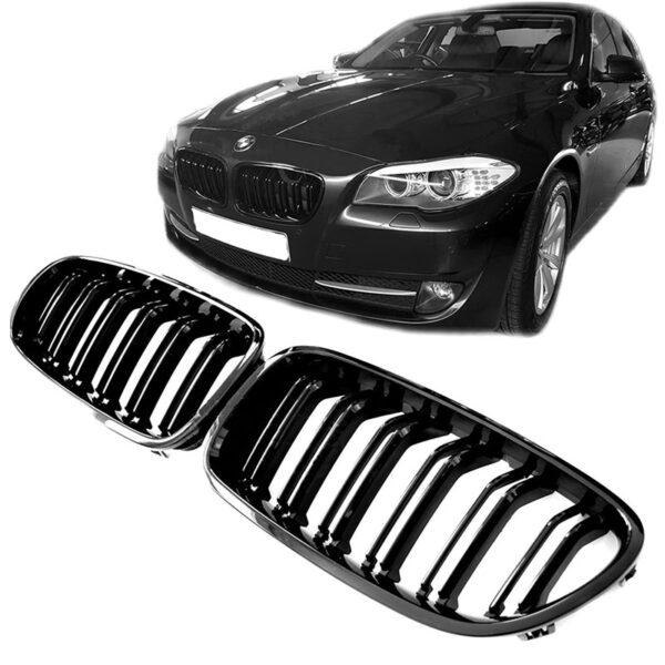 All in Point Καρδιές Μάσκας Για Bmw 5 F10 / F11 / F18 10-16 M4 Look Με Διπλή Γρίλια Μαύρο Γυαλιστερό 2 Τεμάχια 0018816