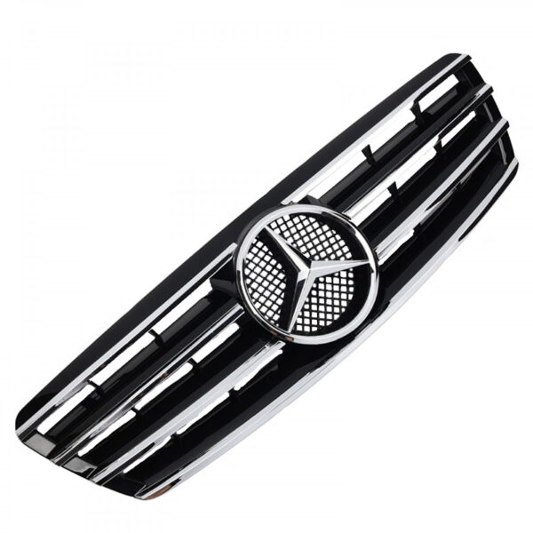Μάσκα Για Mercedes-Benz C-Class W203 00-07 Amg Look Με 4 Γρίλιες Μαύρο/Χρώμιο 1 Τεμάχιο - Image 2