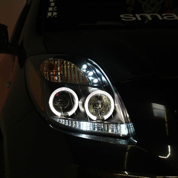 Μπροστινά Φανάρια Set Για Toyota Yaris 06-09 Angel Eyes & Led Μαύρα H1/H1 Sonar - Image 4