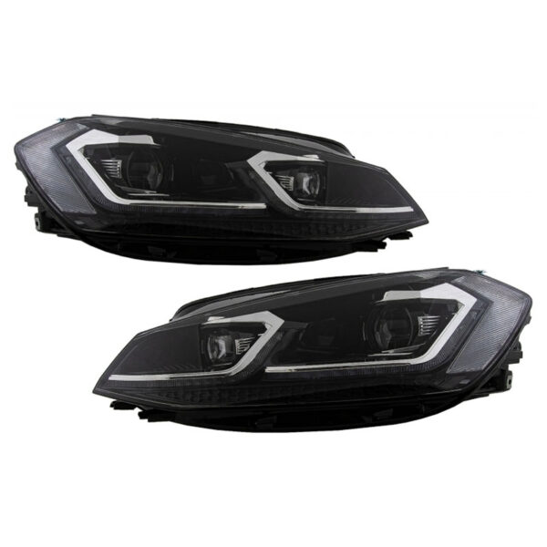 Μπροστινά Φανάρια Set Για Vw Golf VII (7) 12-17 Look 7.5 GTI Μαύρα/ Ασημί Γραμμή H7 Με Μοτέρ Carner - Image 2