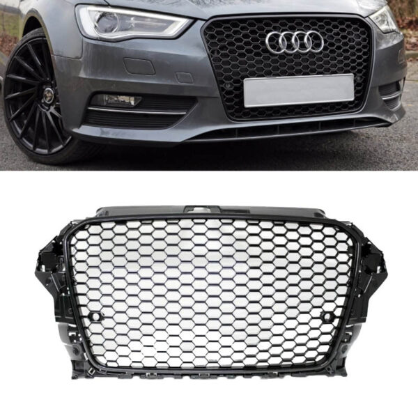All in Point Μάσκα Για Audi A3 8V 12-16 RS3 Look Κυψελωτή Γυαλιστερό Μαύρο 1 Τεμάχιο 0020787