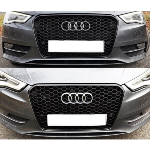 Μάσκα Για Audi A3 8V 12-16 RS3 Look Κυψελωτή Γυαλιστερό Μαύρο 1 Τεμάχιο - Image 6