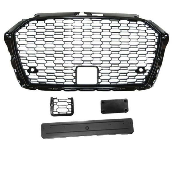 Μάσκα Για Audi A3 8V 16-20 RS3 Look Κυψελωτή Γυαλιστερό Μαύρο 1 Τεμάχιο - Image 5