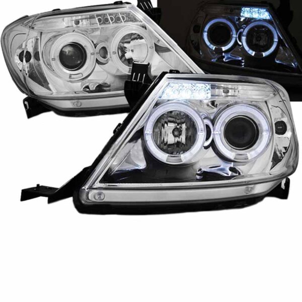 All in Point Μπροστινά Φανάρια Set Για Toyota Hilux 05-11 Angel Eyes & Led Χρωμίου H1/H1 Manual Sonar 0020997
