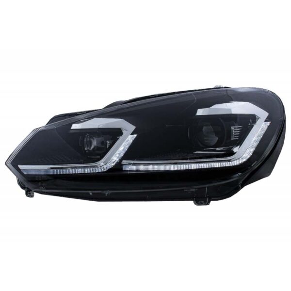 Μπροστινά Φανάρια Set Για Vw Golf VI (6) 08-12 DRL & Led Signal Dynamic Look Golf 7,5 Μαύρα Με ασημί Γραμμή H7 Με Μοτέρ Carner - Image 3