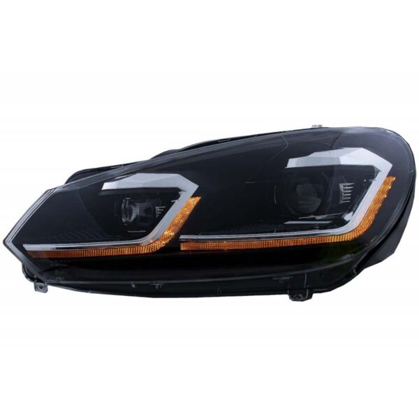 Μπροστινά Φανάρια Set Για Vw Golf VI (6) 08-12 DRL & Led Signal Dynamic Look Golf 7,5 Μαύρα Με ασημί Γραμμή H7 Με Μοτέρ Carner - Image 4