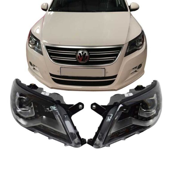 All in Point Μπροστινά Φανάρια Set Για Vw Tiguan mk1 07-11 DRL Μαύρα H7/H7 Με Μοτέρ Carner 0021274