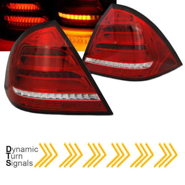 All in Point Πισινά Φανάρια Set Για Mercedes-Benz C-Class W203 00-04 Led Bar Dynamic Κόκκινο/Crystal JunYan 0023089