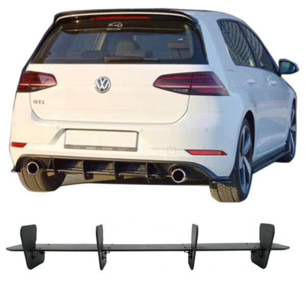 All in Point Diffuser Πίσω Προφυλακτήρα Για VW Golf VII (7.5) 17-20 Facelift Για GTI Έκδοση Μαύρο Ματ 4 Bars Από Abs Πλαστικό 1 Τεμάχιο 0023190