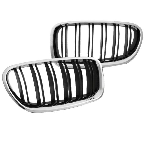 Καρδιές Μάσκας Για Bmw 5 F10 / F11 10-16 M4 Look Χρωμίου Με Διπλή Γρίλια Μαύρο Γυαλιστερό 2 Τεμάχια - Image 2