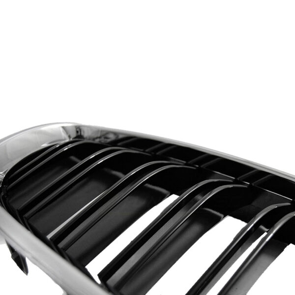 Καρδιές Μάσκας Για Bmw 5 F10 / F11 10-16 M4 Look Χρωμίου Με Διπλή Γρίλια Μαύρο Γυαλιστερό 2 Τεμάχια - Image 4
