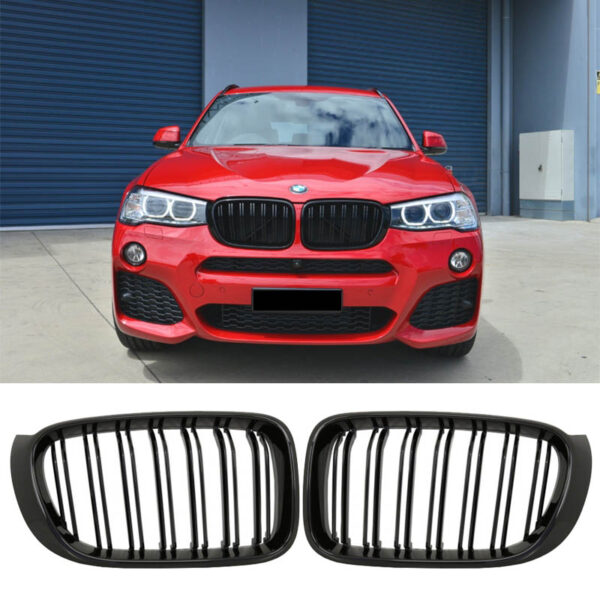 All in Point Καρδιές Μάσκας Για Bmw X3 F25 LCI 14-17 / X4 F26 14-17 M4 Look Με Διπλή Γρίλια Μαύρο Γυαλιστερό Με 7 Γρίλιες 2 Τεμάχια 0025633