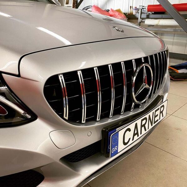 Μάσκα Για Mercedes-Benz C-Class W205 14+ GT Amg Panamericana Look Μαύρο/Χρώμιο 1 Τεμάχιο - Image 4