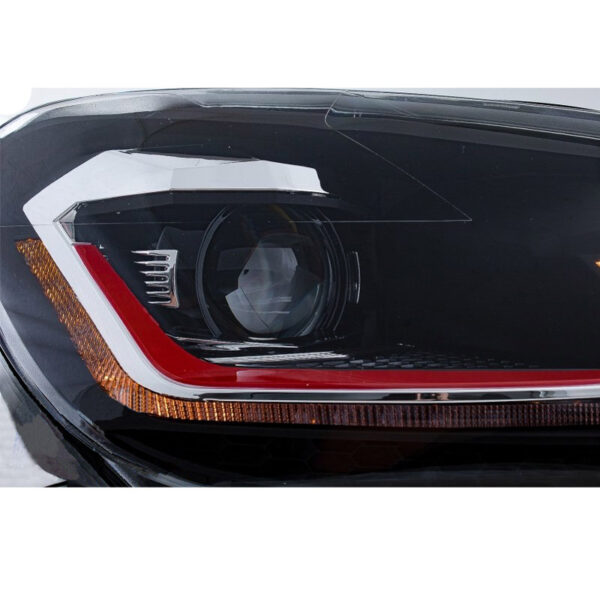 Μπροστινά Φανάρια Set Για Vw Golf VI (6) 08-12 DRL & Led Signal Dynamic Look Golf 7,5 Μαύρα Με Κόκκινη Γραμμή H7 Με Μοτέρ Carner - Image 6