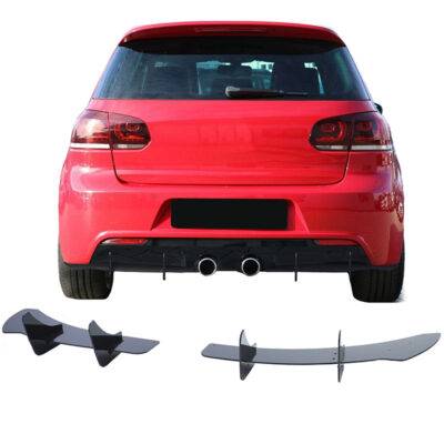 All in Point Diffuser Πίσω Προφυλακτήρα Για VW Golf VI (6) 08-13 Για R20 Έκδοση Γυαλιστερό Μαύρο 4 Bars Από Πλαστικό 2 Τεμάχια 0027669