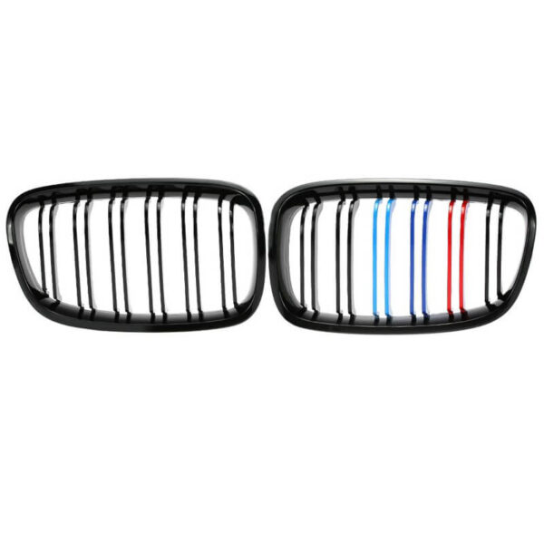 All in Point Καρδιές Μάσκας Για Bmw 1 F20 / F21 11-15 M4 Look Με Διπλή Γρίλια Tri-Color Μαύρο Γυαλιστερό 2 Τεμάχια 0029268