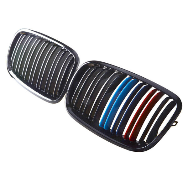 Καρδιές Μάσκας Για Bmw X5 E70 07-13 / X6 E71 08-14 M4 Look Με Διπλή Γρίλια Tri- Color Μαύρο Γυαλιστερό Με 7 Γρίλιες 2 Τεμάχια - Image 2