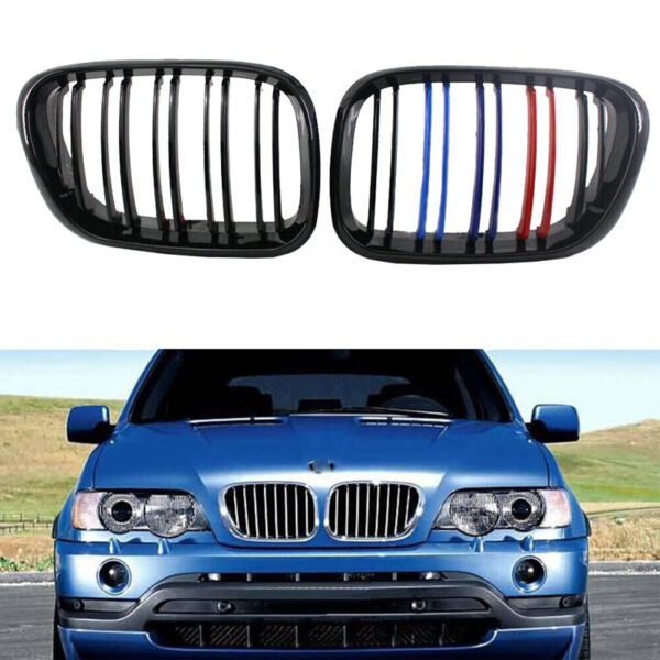 All in Point Καρδιές Μάσκας Για Bmw X5 E53 99-03 M4 Look Με Διπλή Γρίλια Μαύρο Γυαλιστερό 2 Τεμάχια 0029293