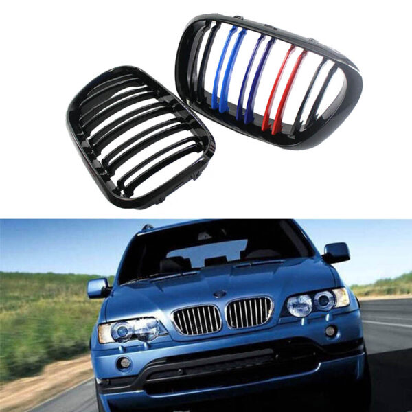 Καρδιές Μάσκας Για Bmw X5 E53 99-03 M4 Look Με Διπλή Γρίλια Μαύρο Γυαλιστερό 2 Τεμάχια - Image 3