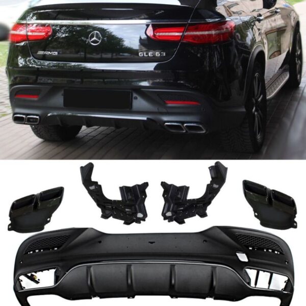 All in Point Diffuser Πίσω Προφυλακτήρα Για Mercedes-Benz GLE Coupe C292 2015-2019 GLE63 Amg Look Για Amg Sport Line Προφυλακτήρες Σετ Με Μαύρες Μπούκες 0029983