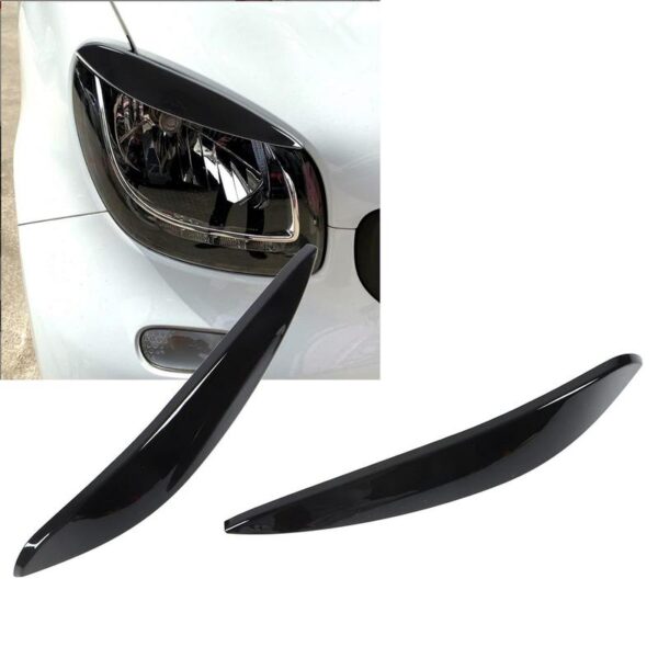 Φρυδάκια Μπροστινών Φαναριών Για Smart ForTwo 453 2014+ Βαμμένα Μάυρο Γυαλιστερό Χρώμα 2 Τεμάχια - Image 2