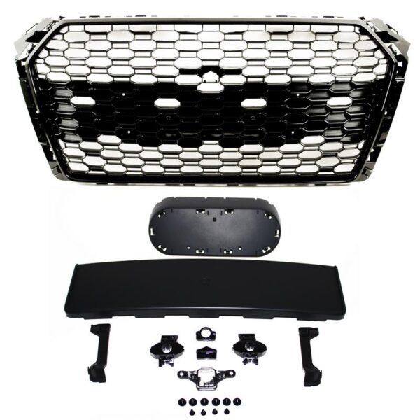 All in Point Μάσκα Για Audi A4 B9 16-19 RS4 Look Κυψελωτή Γυαλιστερό Μαύρο 1 Τεμάχιο Made in Taiwan 0030425