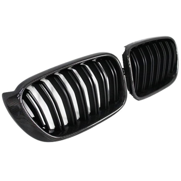 Καρδιές Μάσκας Για Bmw X3 F25 LCI 14-17 / X4 F26 14-17 M4 Look Με Διπλή Γρίλια Μαύρο Γυαλιστερό Με 7 Γρίλιες Και Πλαίσιο Carbon 2 Τεμάχια - Image 3