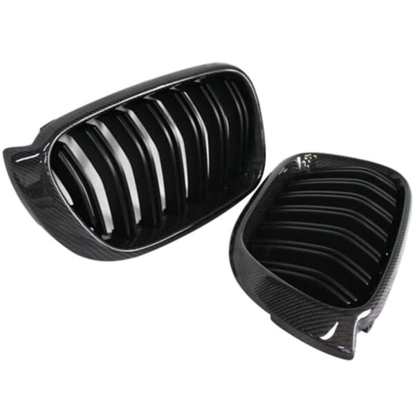 Καρδιές Μάσκας Για Bmw X3 F25 LCI 14-17 / X4 F26 14-17 M4 Look Με Διπλή Γρίλια Μαύρο Γυαλιστερό Με 7 Γρίλιες Και Πλαίσιο Carbon 2 Τεμάχια - Image 5