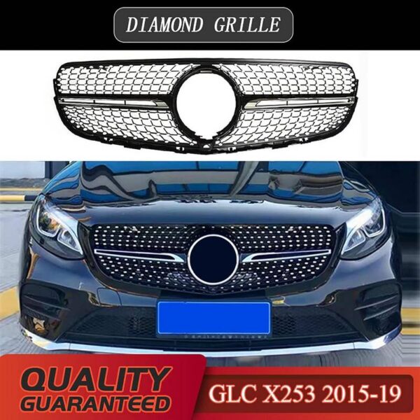 All in Point Μάσκα Για Mercedes-Benz GLC-Class X253 15-20 Diamond Look Μαύρο/Χρώμιο 0030825