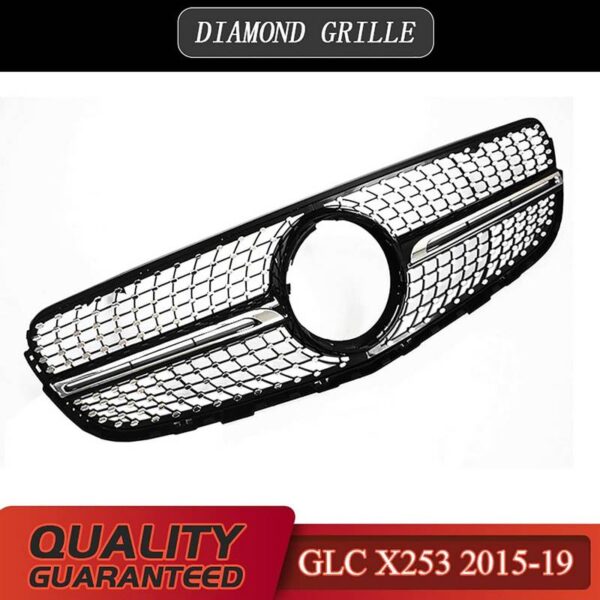 Μάσκα Για Mercedes-Benz GLC-Class X253 15-20 Diamond Look Μαύρο/Χρώμιο - Image 3